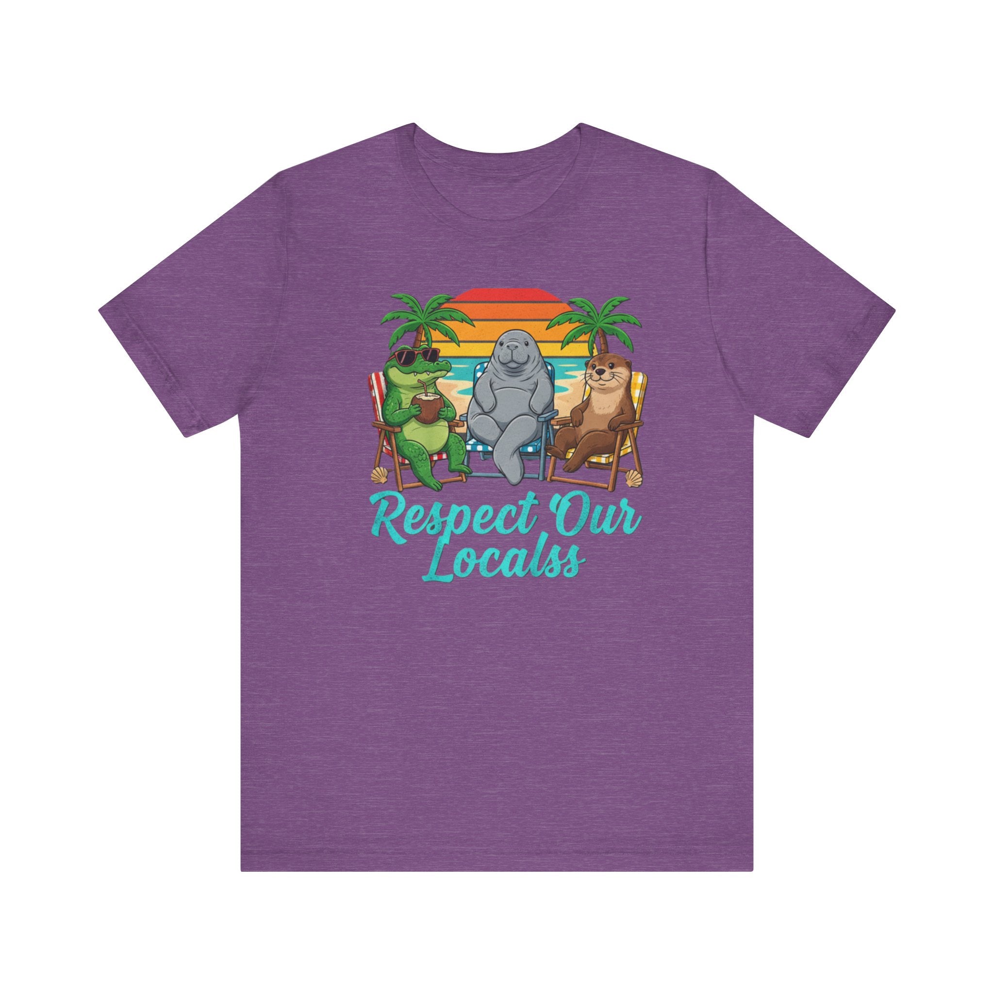 Respect Our Locals Florida T-Shirt – Funny Beach Wildlife Tee with Alligator, Manatee & Otter Please Note: (Sizes may run slightly small)