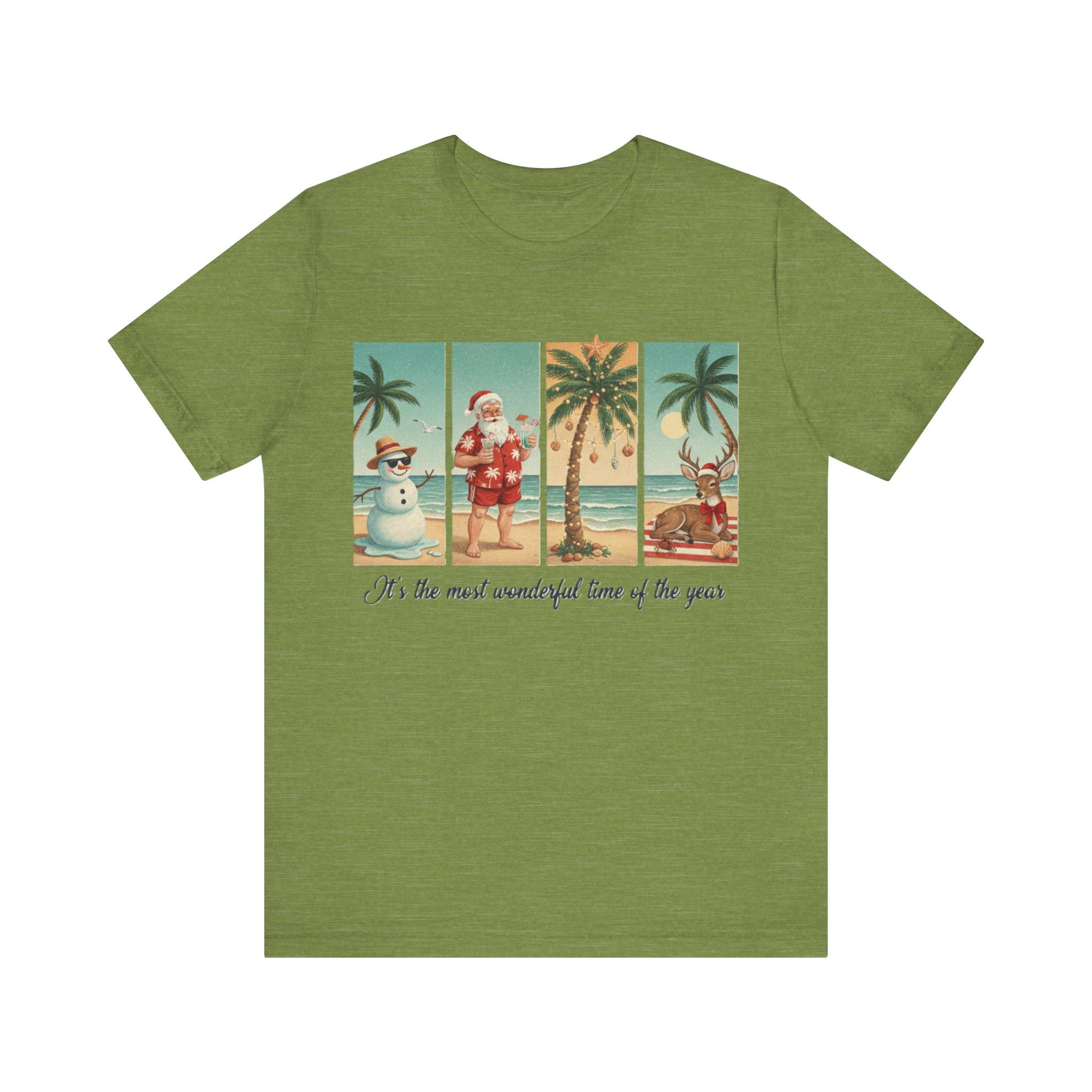 Florida Christmas Beach Shirt – Tropical Holiday Santa, Snowman & Reindeer Tee