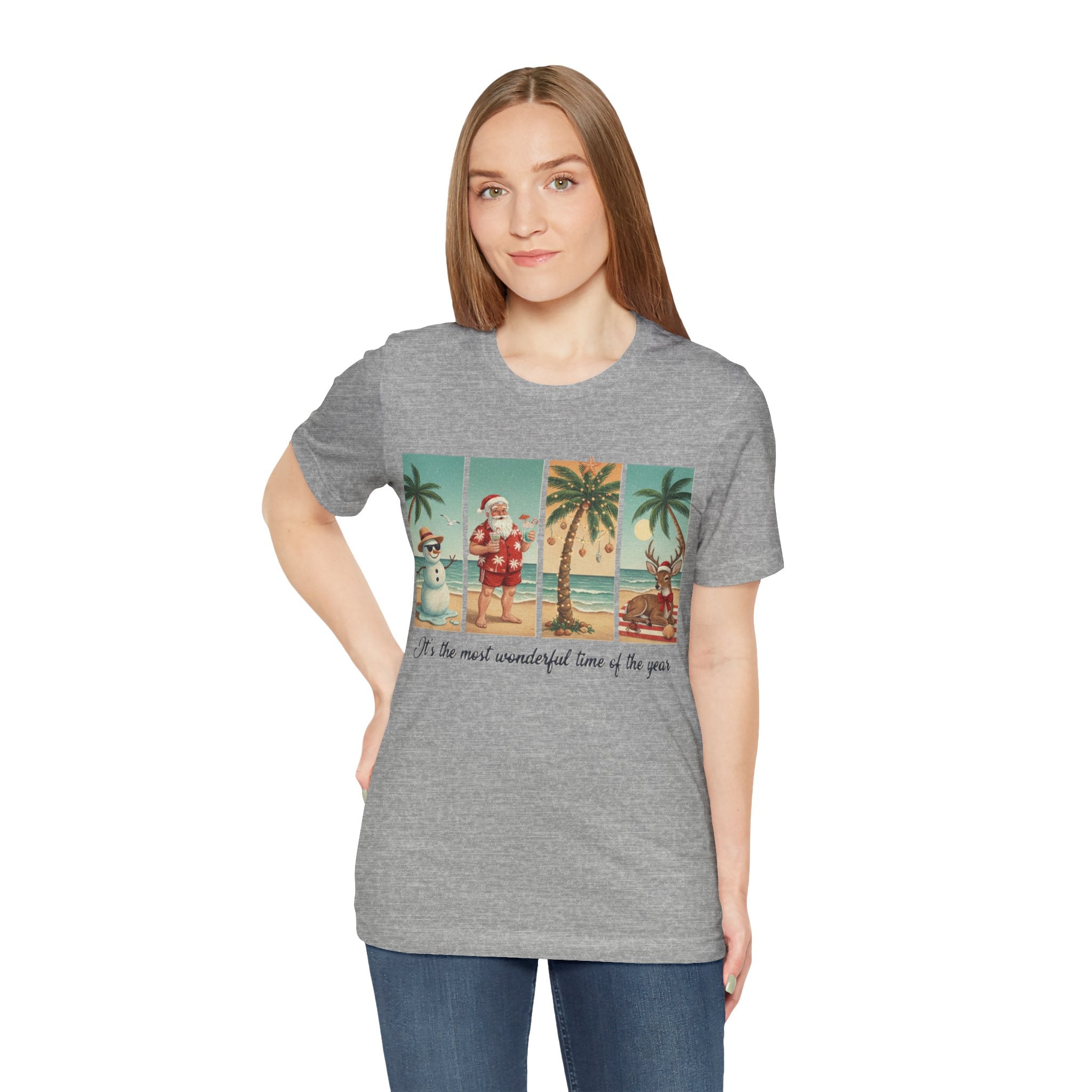 Florida Christmas Beach Shirt – Tropical Holiday Santa, Snowman & Reindeer Tee