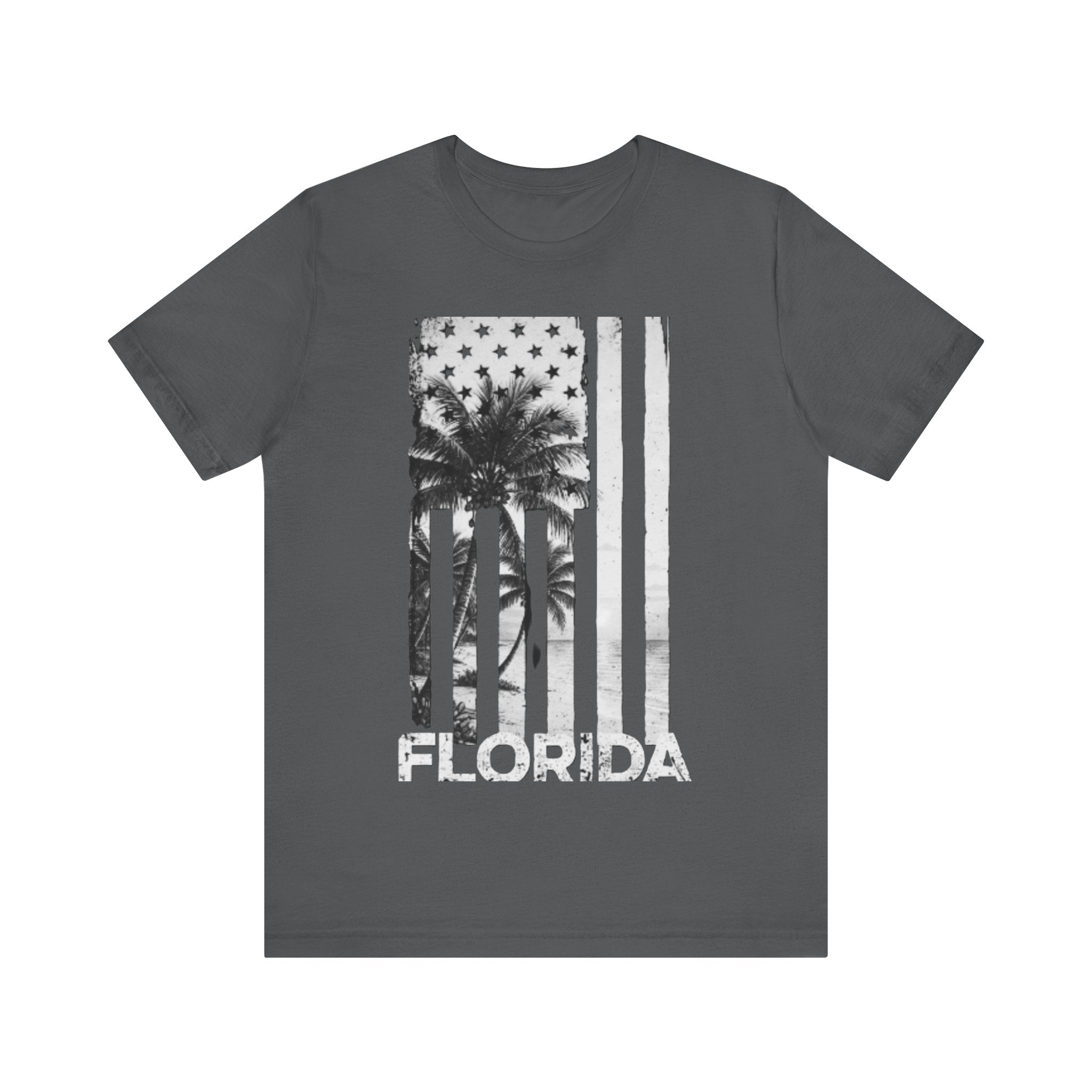 Florida Flag Shirt – Distressed Black & White Palm Tree Beach Tee | Patriotic Florida Pride T-Shirt Please Note: (Sizes may run slightly small)