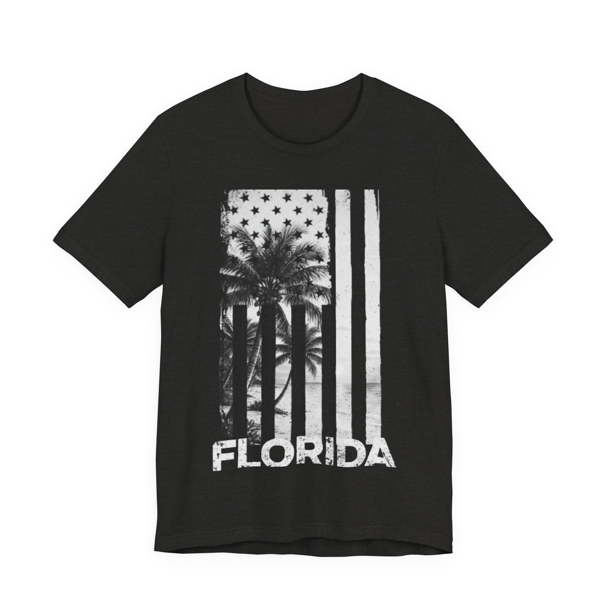 Distressed Black & White Palm Tree Beach Tee
