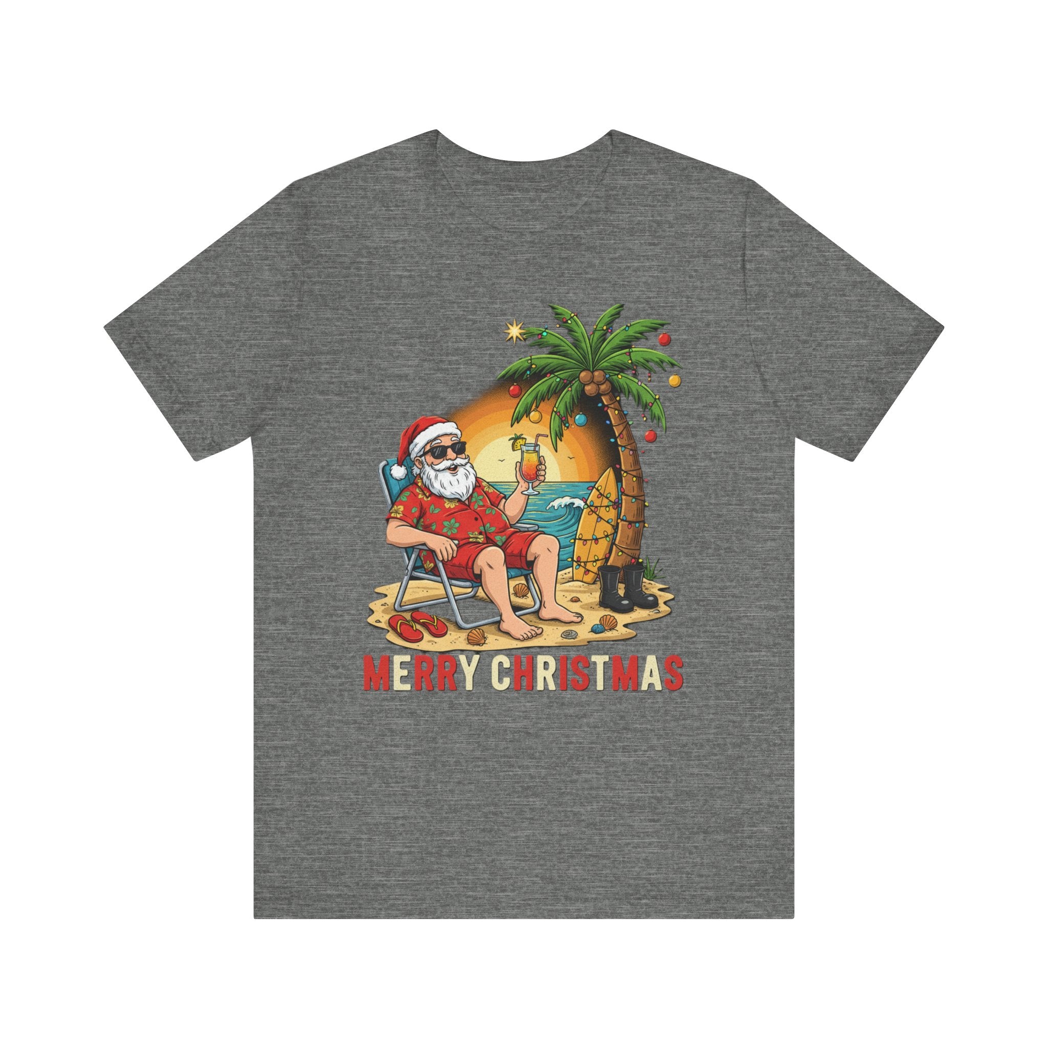 Florida Beach Santa Shirt – Funny Tropical Christmas Tee | Vacation Santa Holiday T-Shirt Please Note: (Sizes may run slightly small)