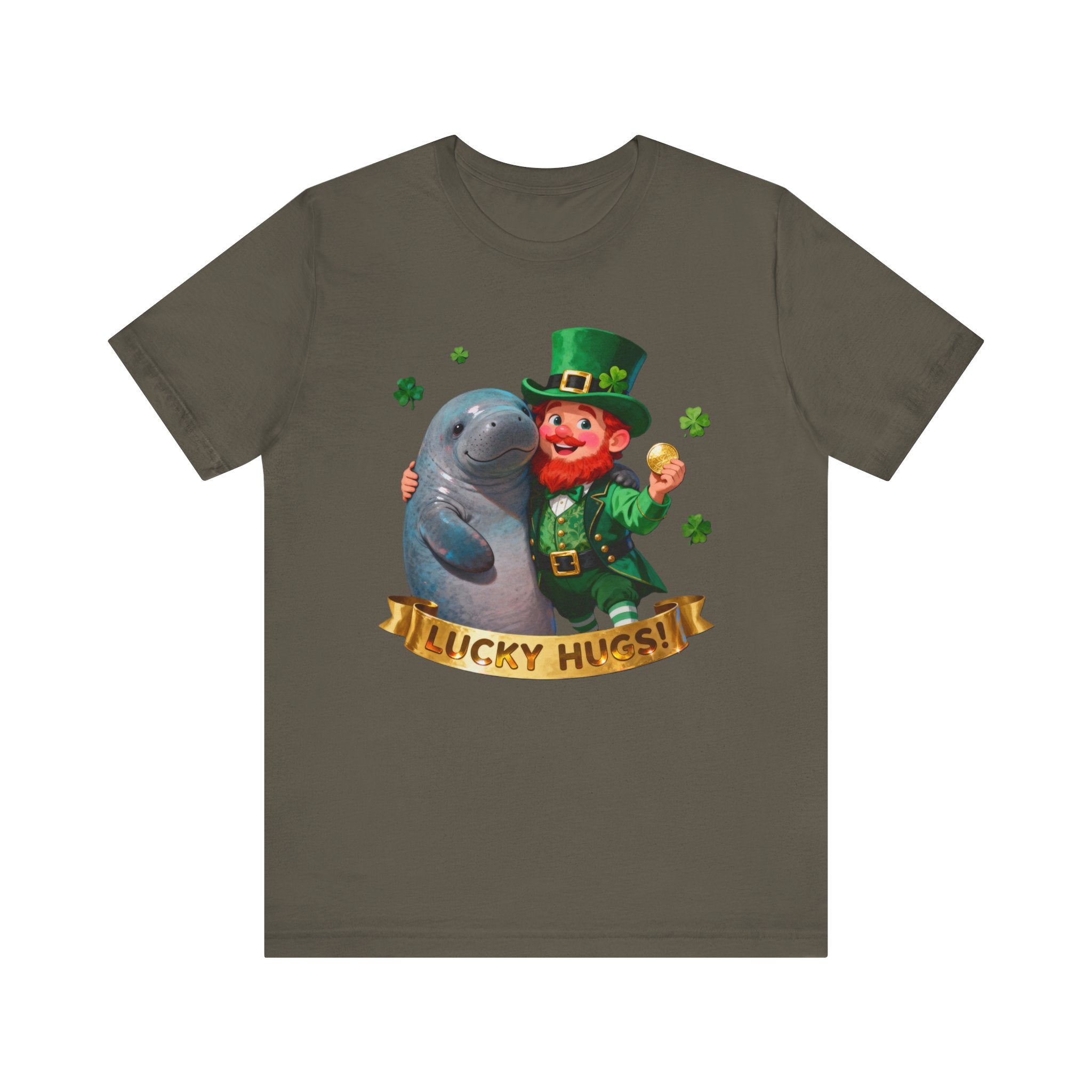 Lucky Hugs Shirt – Funny St. Patrick’s Day Manatee & Leprechaun Tee | Cute Irish Florida T-Shirt Please Note: (Sizes may run slightly small)