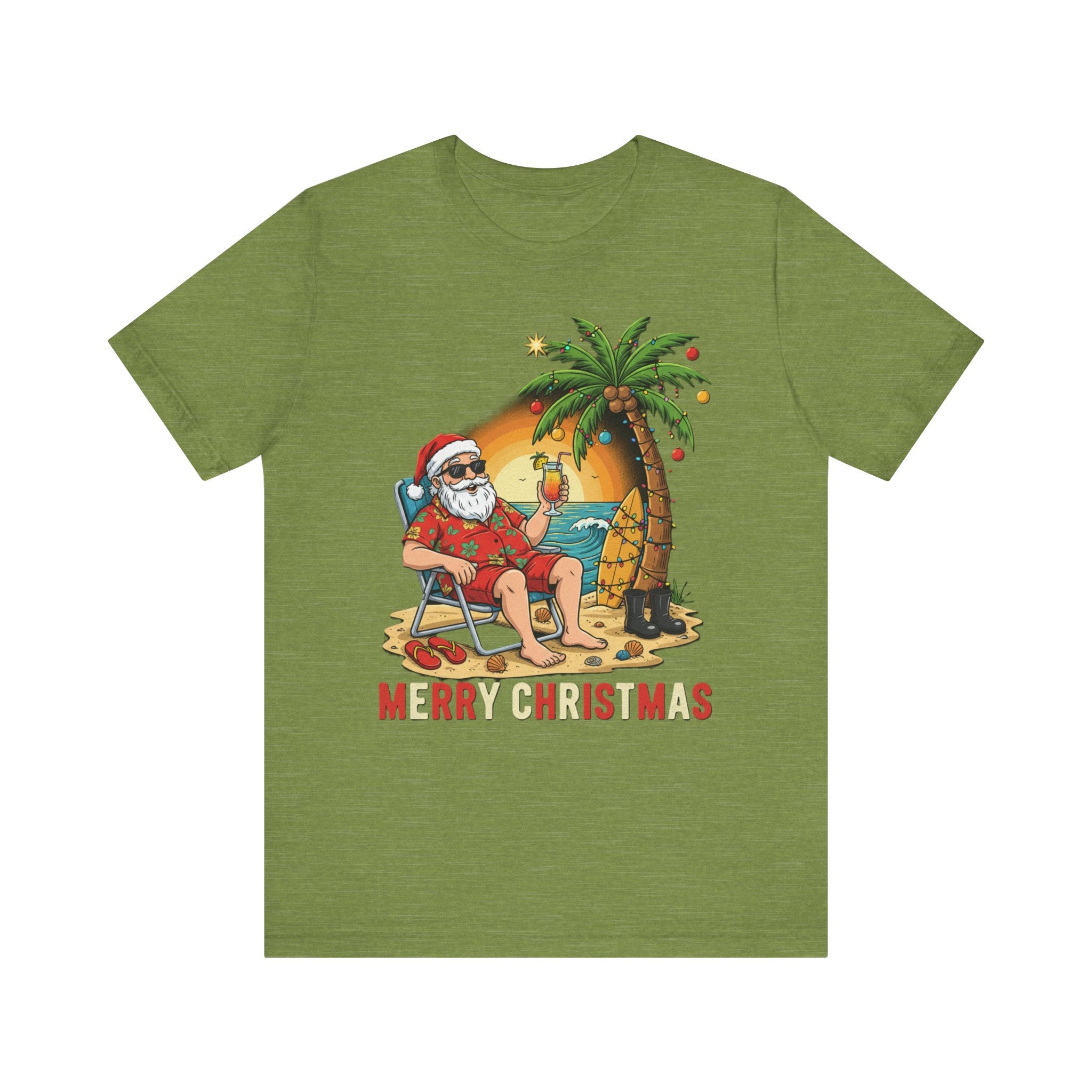 Florida Beach Santa Shirt – Funny Tropical Christmas Tee | Vacation Santa Holiday T-Shirt Please Note: (Sizes may run slightly small)