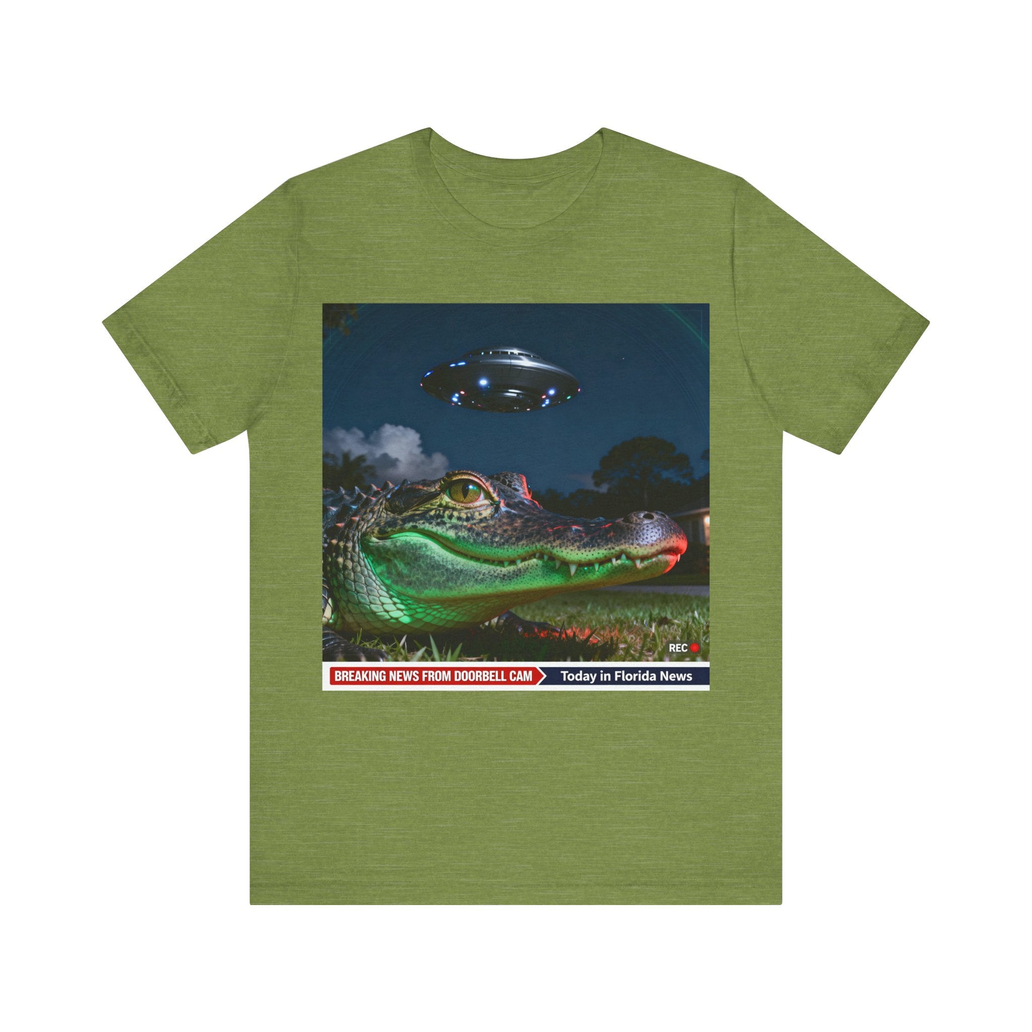 Florida Gator UFO Shirt – Funny “Doorbell Cam Breaking News” Tee | Alien Encounter Florida Man T-Shirt Please Note: (Sizes may run slightly small)