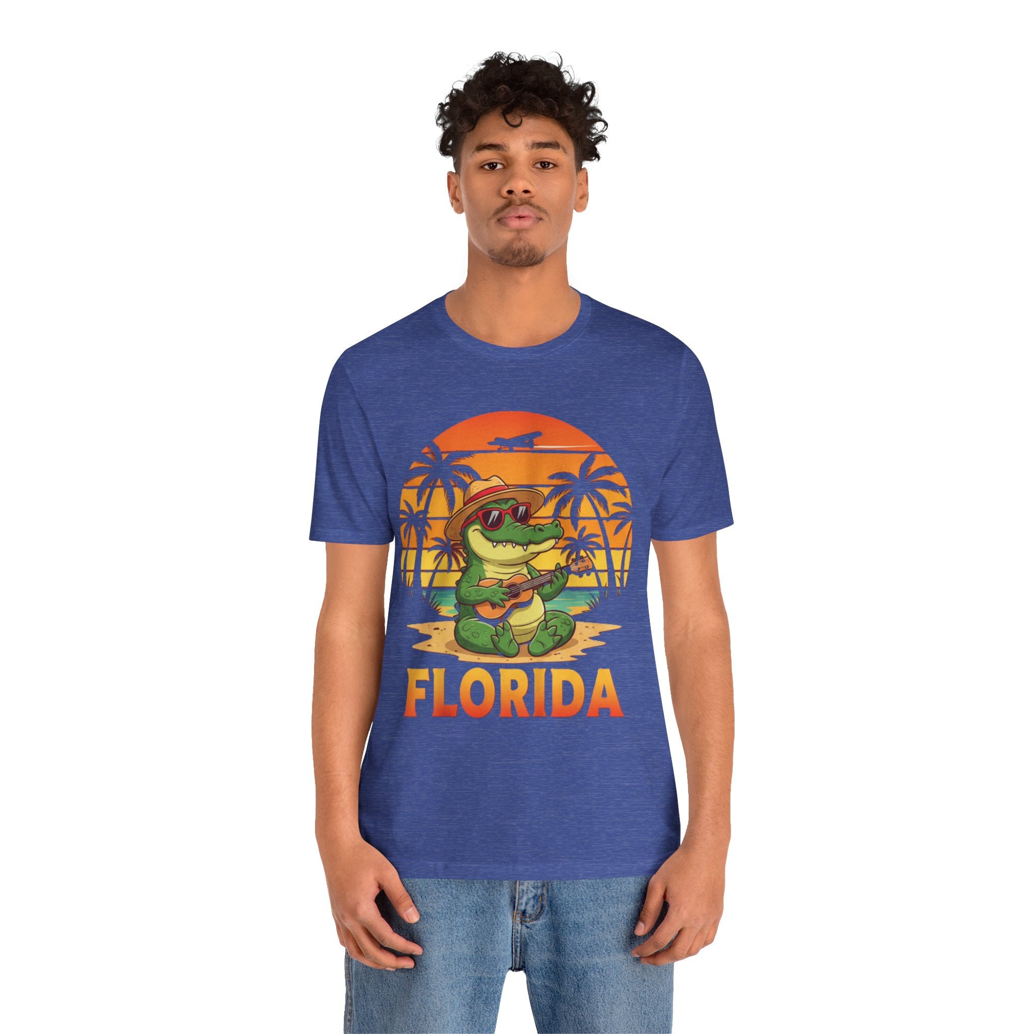 Florida Alligator Sunset T-Shirt – Chill Gator with Guitar Beach Vibes Tee