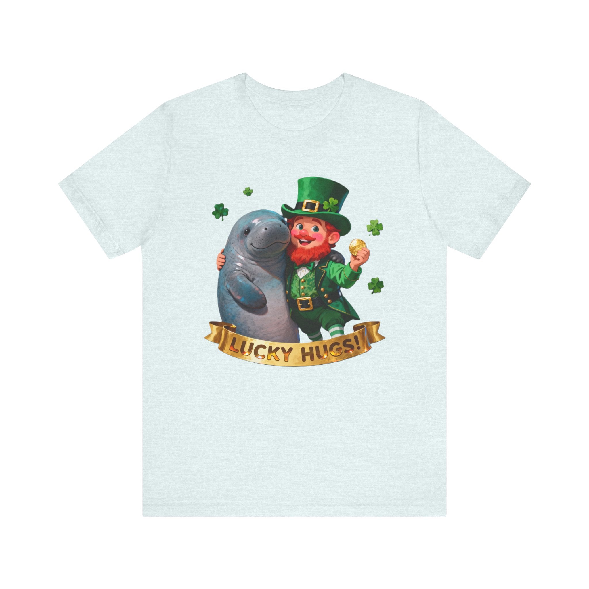 Lucky Hugs Shirt – Funny St. Patrick’s Day Manatee & Leprechaun Tee | Cute Irish Florida T-Shirt Please Note: (Sizes may run slightly small)