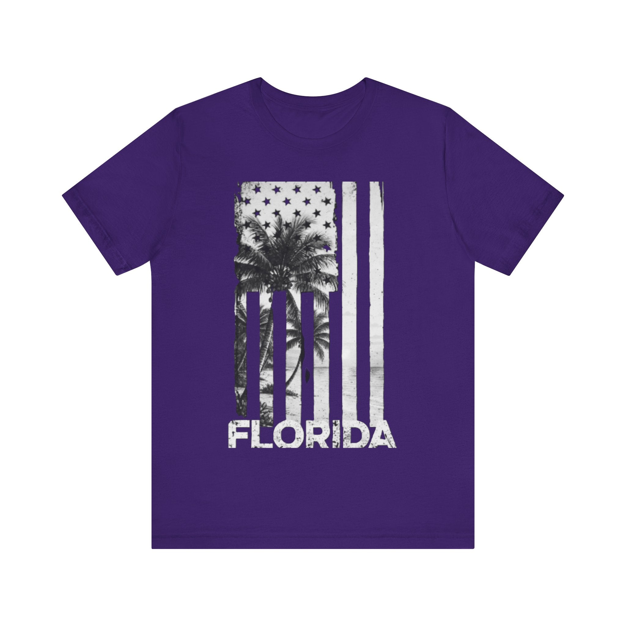 Florida Flag Shirt – Distressed Black & White Palm Tree Beach Tee | Patriotic Florida Pride T-Shirt Please Note: (Sizes may run slightly small)