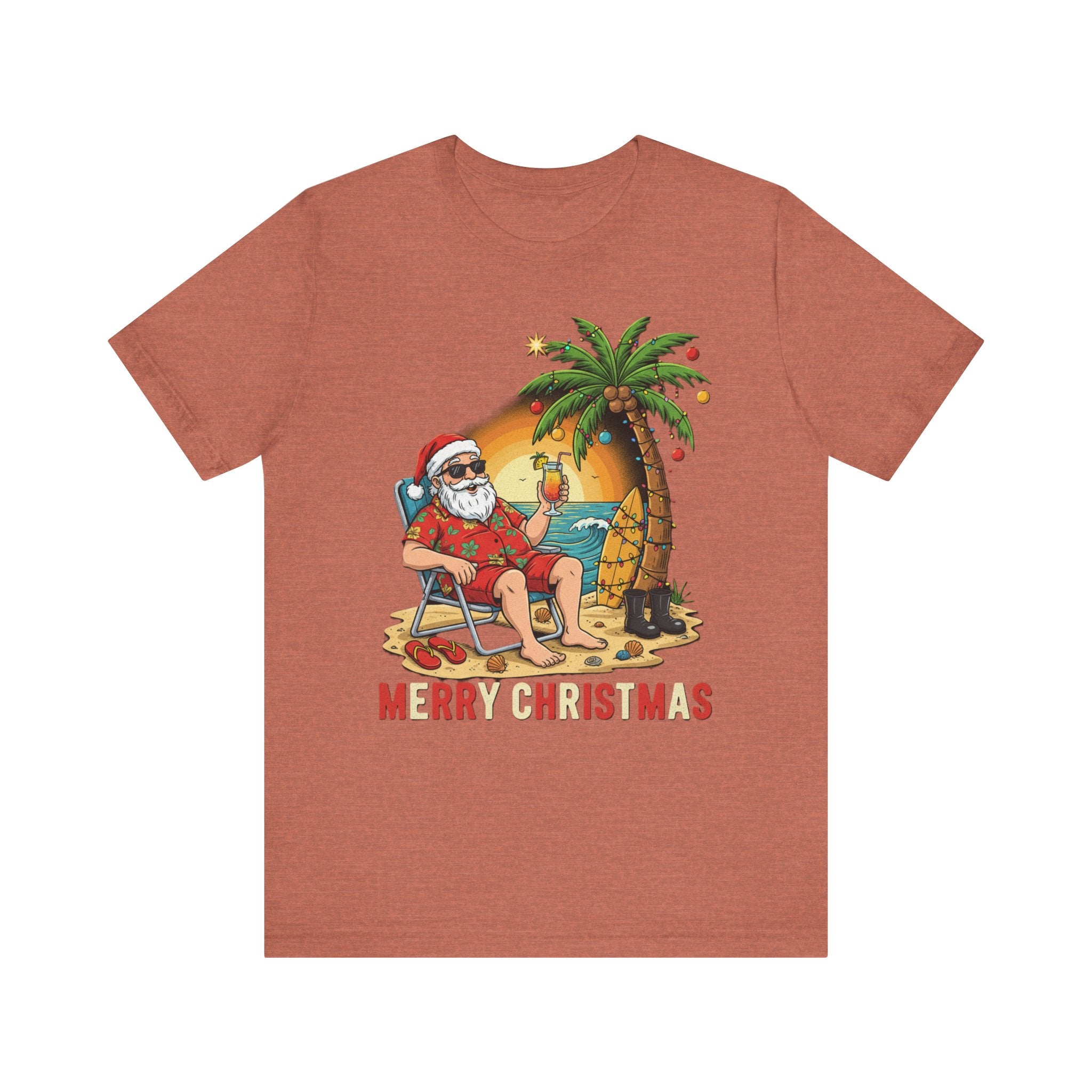 Florida Beach Santa Shirt – Funny Tropical Christmas Tee | Vacation Santa Holiday T-Shirt Please Note: (Sizes may run slightly small)